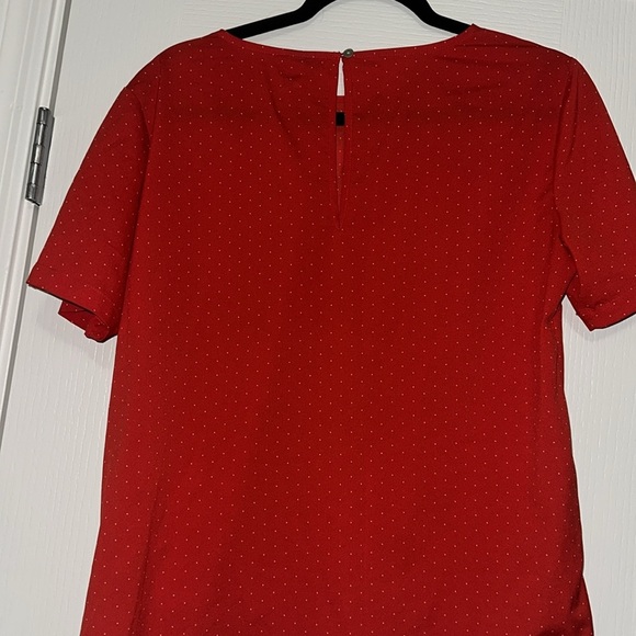 A New Day Red and white polka dot Short Sleeve Blouse size large - Picture 5 of 8